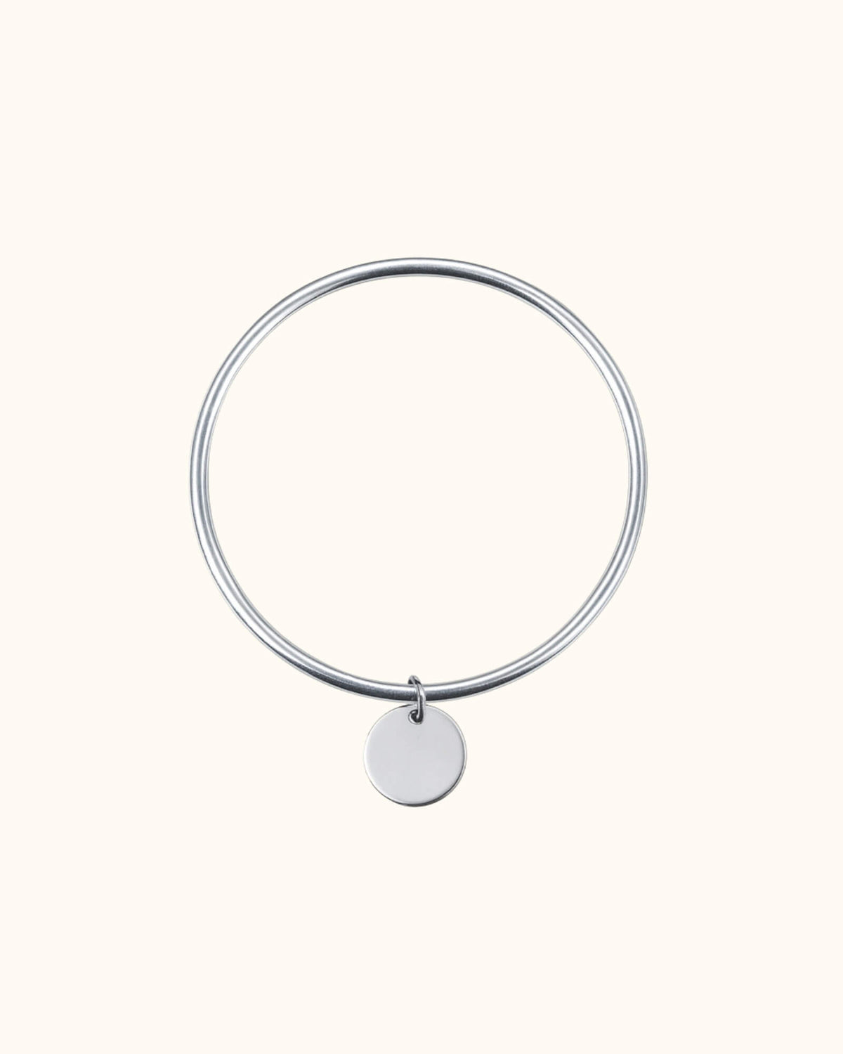 Jonc médaille argenté en acier inoxydable