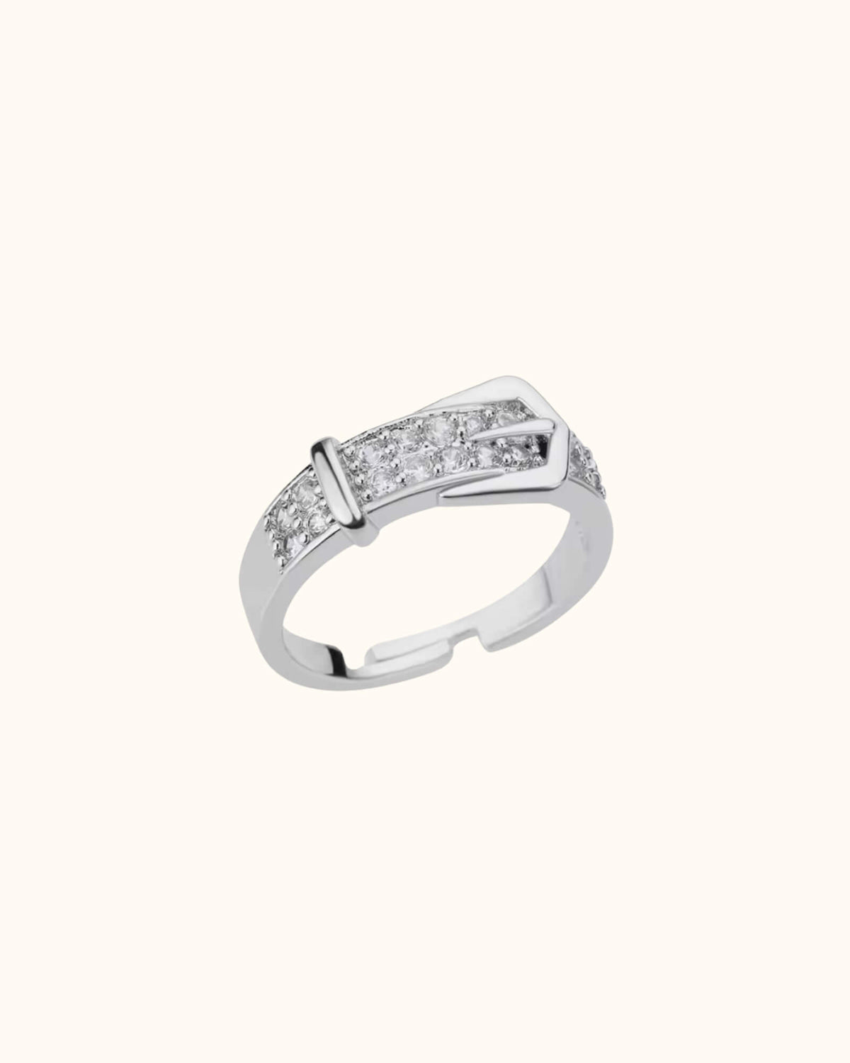 Bague motif ceinture en acier inoxydable argenté