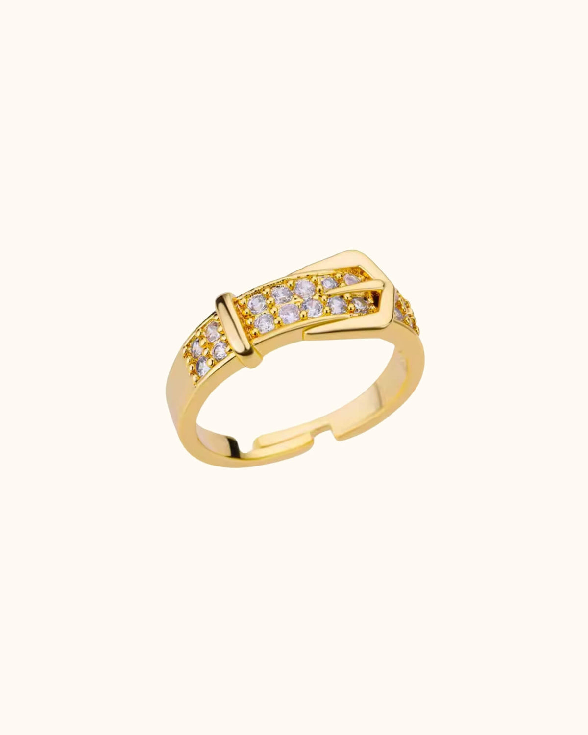 Bague motif ceinture en acier inoxydable doré