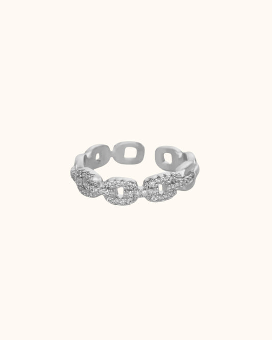 Bague chaîne en acier inoxydable doré, taille ajustable