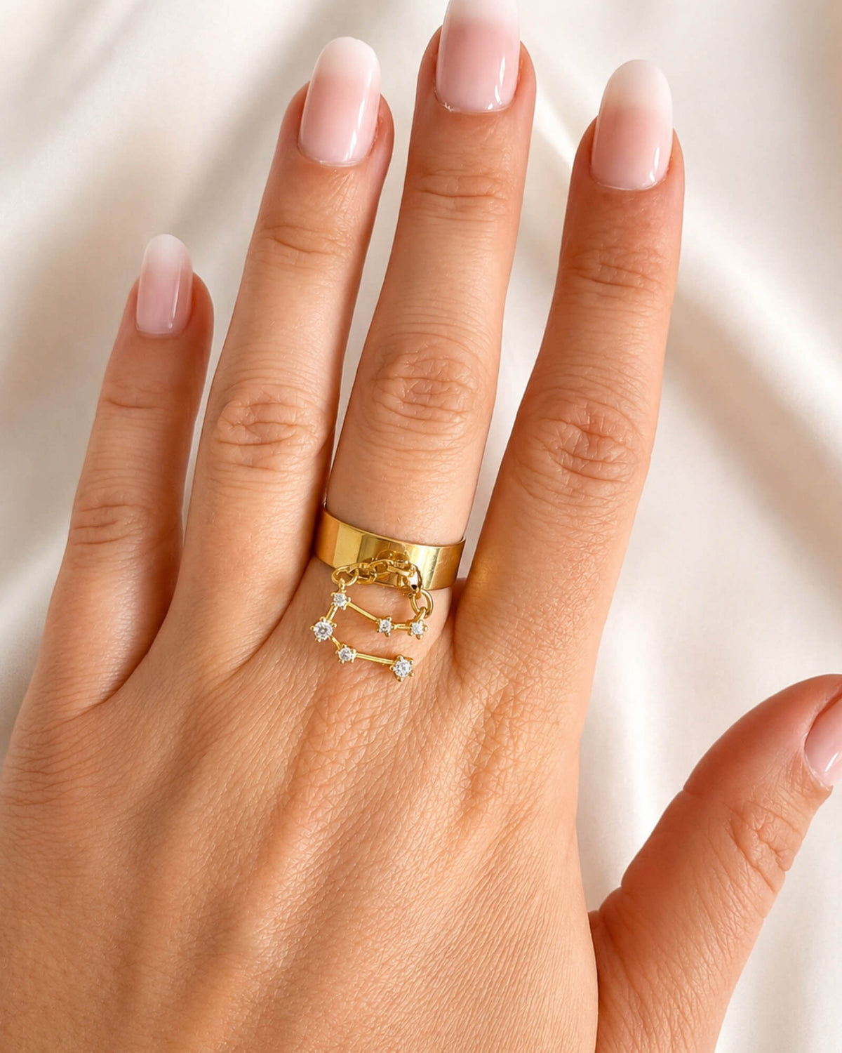 Bague constellation fine dorée signe du zodiaque, taille ajustable