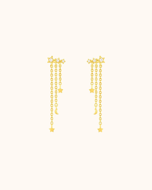 Boucles d'oreilles pendantes Audacieuse dorées