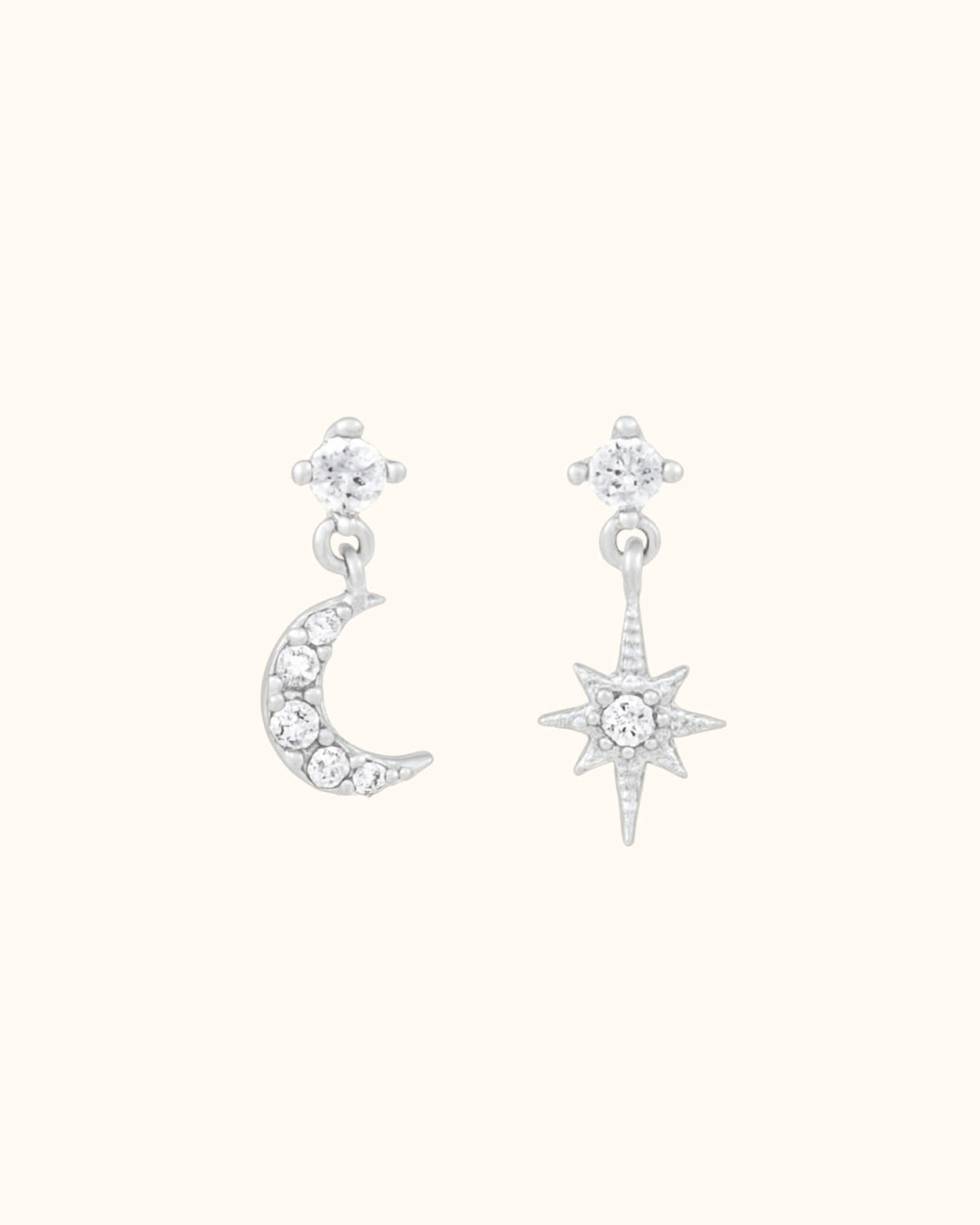 Boucles d'oreilles Exquise lune et étoile argentées