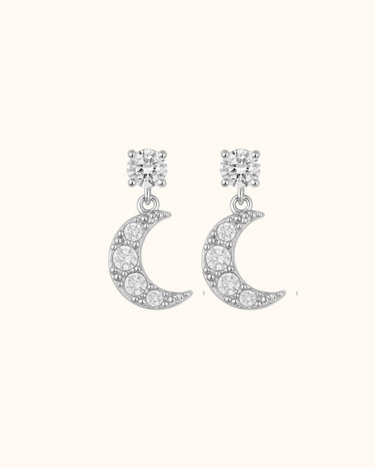 Boucles d'oreilles Luna lune argentées