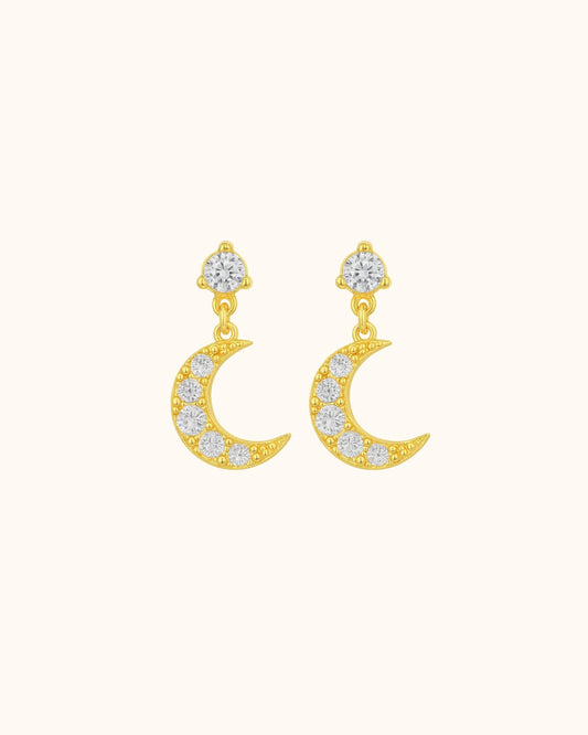 Boucles d'oreilles Luna lune dorées