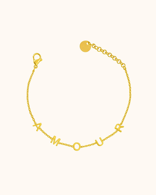 Bracelet Amour doré en acier inoxydable
