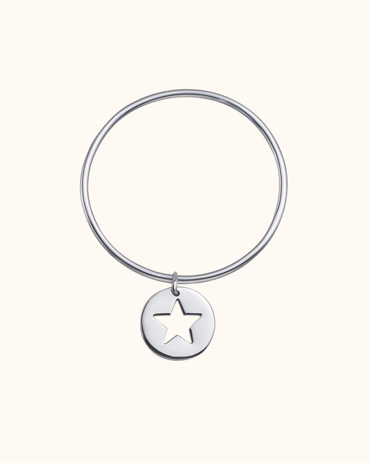 Jonc Star étoile argenté en acier inoxydable