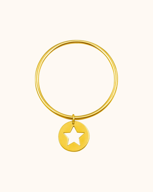 Jonc Star étoile doré en acier inoxydable