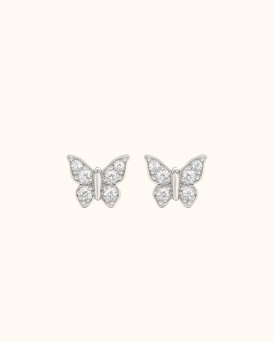 Puces d'oreilles Lolita papillon argentées